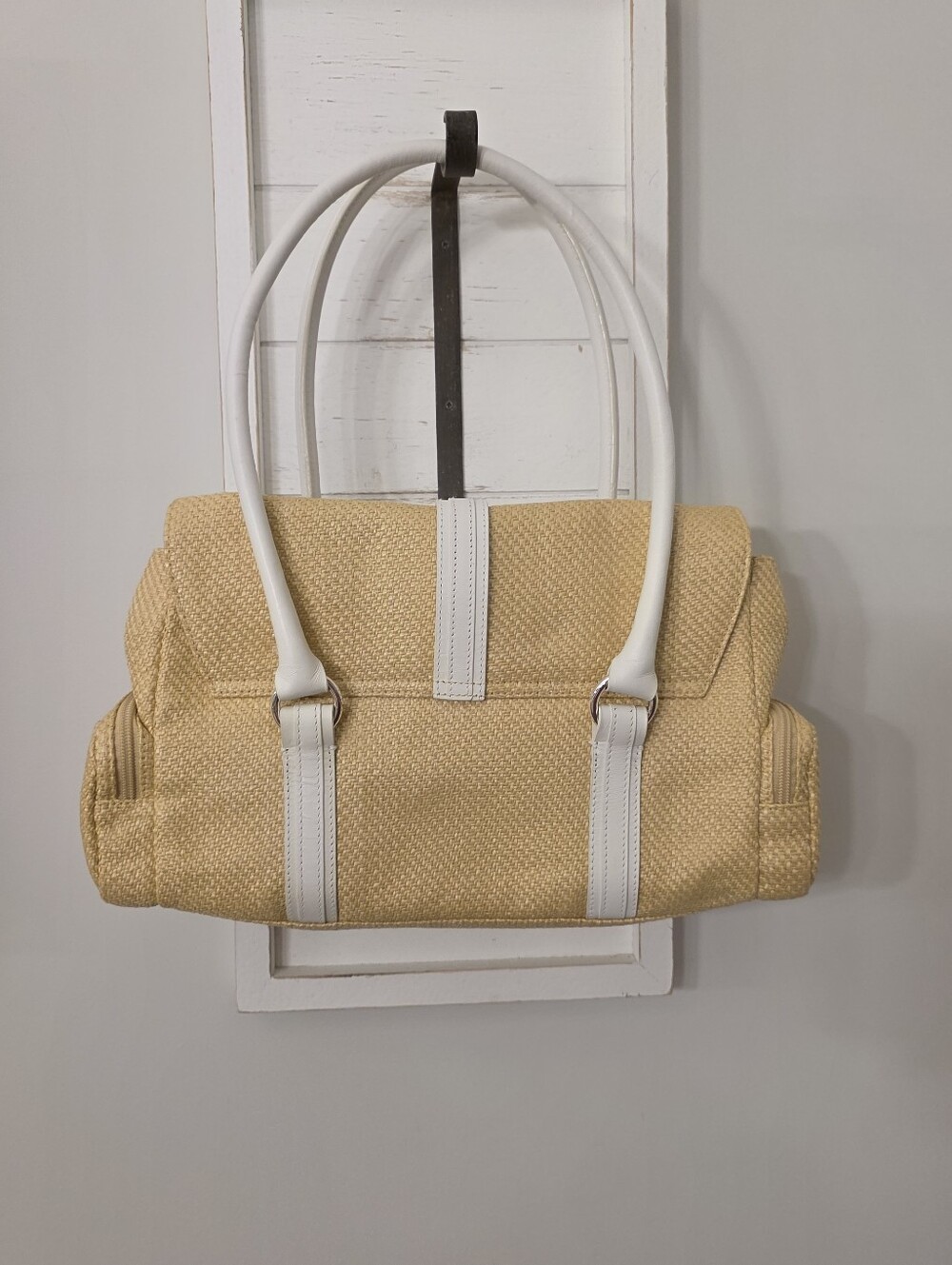 Vintage Lauren Ralph Lauren Woven Straw And White Shoulder Bag NWT - Picture 4 of 9